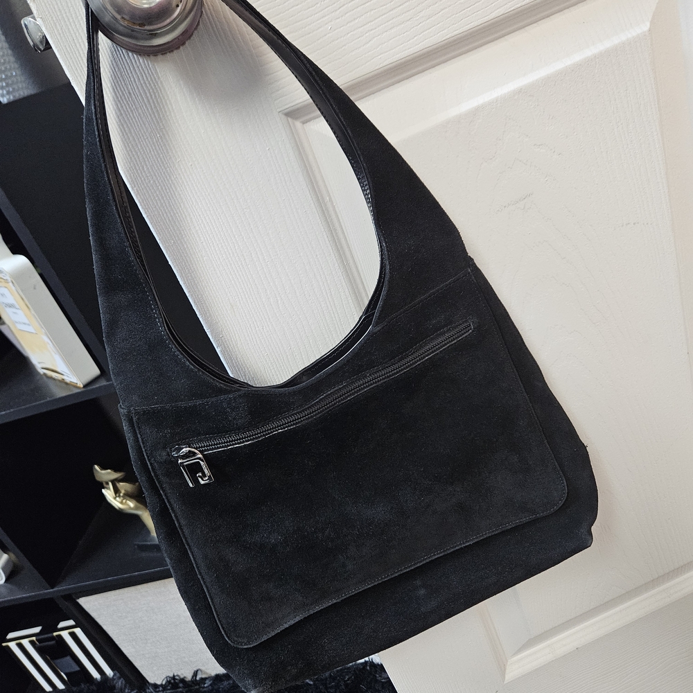 Authentic Black Suede  Gucci Shoulder Bag
